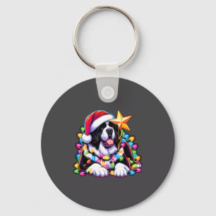 Xmas Landseer Newfoundland Dog Tangled Christmas L Key Ring