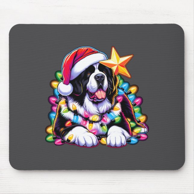 Xmas Landseer Newfoundland Dog Tangled Christmas L Mouse Pad (Front)