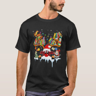 Xmas Light Book Lover Librarian Library Books Rein T-Shirt