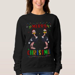 Xmas Light Ostriches Matching Christmas Pajama Sweatshirt