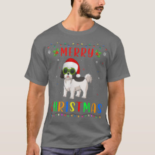 Xmas Light Shih Tzu Dog Design Matching Christmas T-Shirt