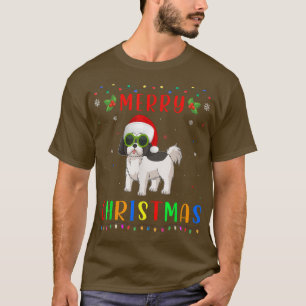 Xmas Light Shih Tzu Dog Design Matching Christmas T-Shirt