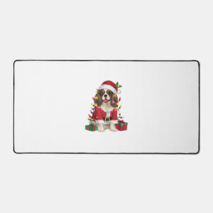Xmas Lighting Cavalier King Charles Spaniel Dog Ch Desk Mat