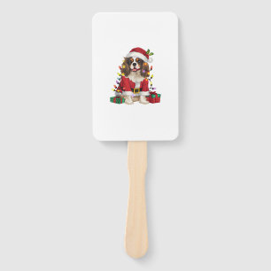 Xmas Lighting Cavalier King Charles Spaniel Dog Ch Hand Fan