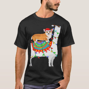 Xmas Lighting Corgi Dog Riding Llama Christmas T-Shirt
