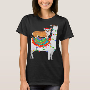 Xmas Lighting Corgi Dog Riding Llama Christmas T-Shirt