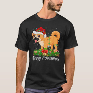 Xmas Lighting Decor Santa Hat Bulldog Christmas T-Shirt
