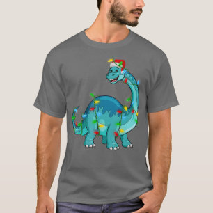 Xmas Lighting Holiday Santa Brontosaurus Dinosaur T-Shirt