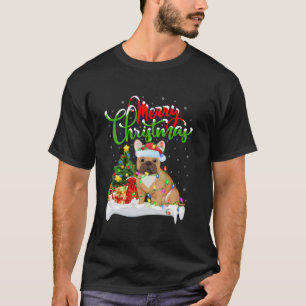 Xmas Lighting Matching Santa French Bulldog Christ T-Shirt