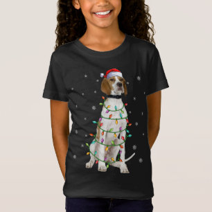 Xmas Lighting Matching Santa Hat English Pointer C T-Shirt