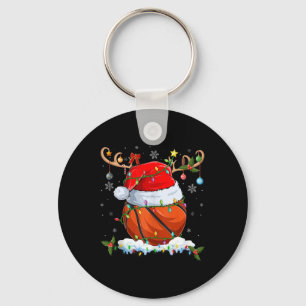 Xmas Lighting Reindeer Santa Hat Basketball Christ Key Ring