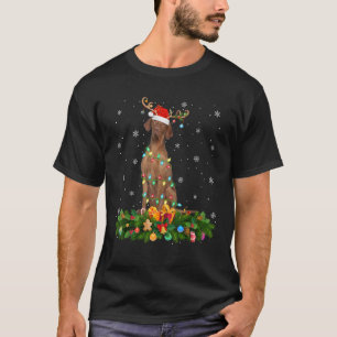 Xmas Lighting Reindeer Santa Hat Coonhound Dog Chr T-Shirt