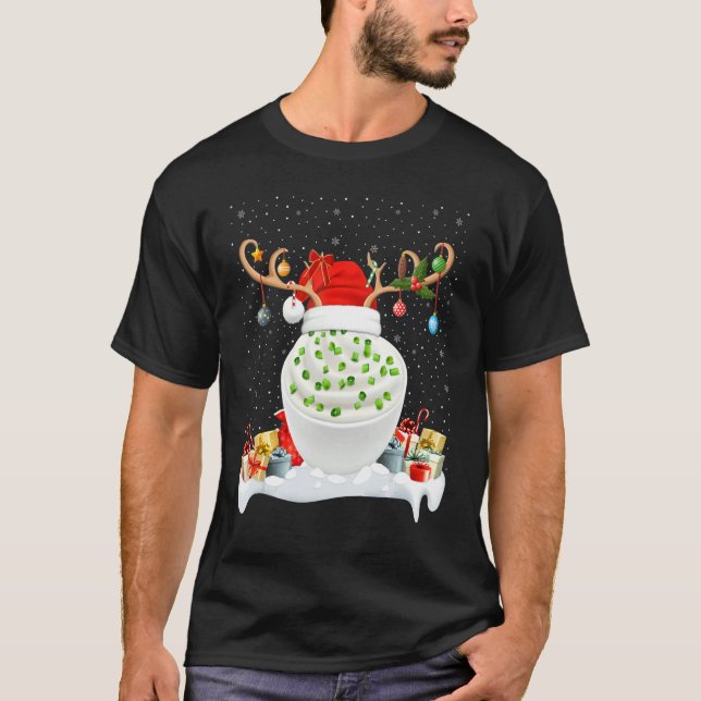 Xmas Lighting Reindeer Santa Hat Sour Cream Christ T-Shirt (Front)