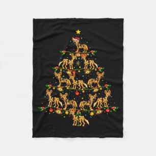 Xmas Lighting Santa African Wild Dog Christmas Tre Fleece Blanket