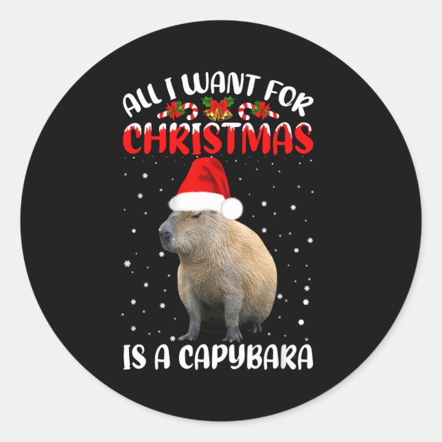 Xmas Lighting Santa All I Want For Christmas Is A  Classic Round Sticker (Front)