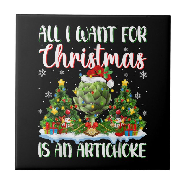 Xmas Lighting Santa All I Want For Christmas Is A  Tile (Front)