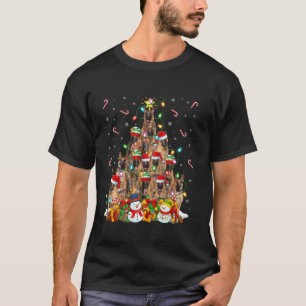Xmas Lighting Santa Belgian Malinois Dog Christmas T-Shirt