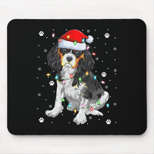 Xmas Lighting Santa Cavalier King Charles Spaniel  Mouse Pad (Front)