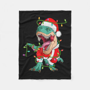Xmas Lighting Santa Costume Dinosaur T-rex Christm Fleece Blanket