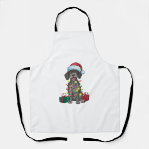 Xmas Lighting Santa German Wirehaired Pointer Dog Apron