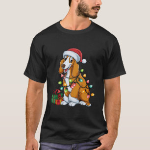 Xmas Lighting Santa Hat Afghan Hound Dog Christmas T-Shirt