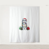 Xmas Lighting Santa Hat Alaskan Husky Dog Christma