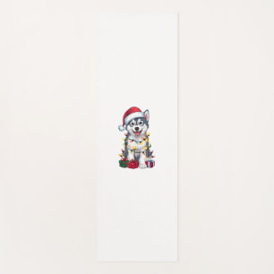 Xmas Lighting Santa Hat Alaskan Malamute Dog Chris Yoga Mat