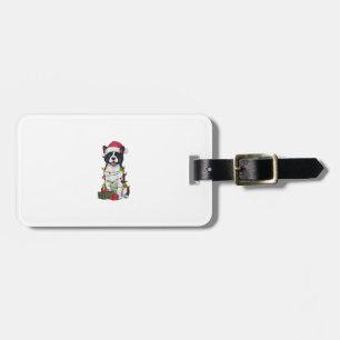 Xmas Lighting Santa Hat American Akita Dog Christm Luggage Tag