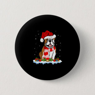 Xmas Lighting Santa Hat American Bulldog Christmas 6 Cm Round Badge