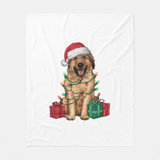 Xmas Lighting Santa Hat Anatolian Shepherd Dog Chr Fleece Blanket