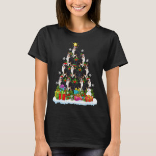 Xmas Lighting Santa Hat Australian Shepherd Christ T-Shirt