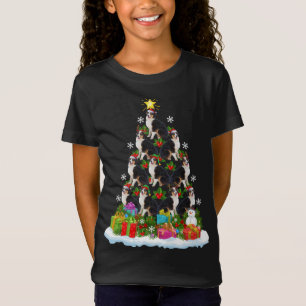 Xmas Lighting Santa Hat Australian Shepherd Christ T-Shirt