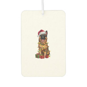 Xmas Lighting Santa Hat Belgian Tervuren Dog Chris Car Air Freshener