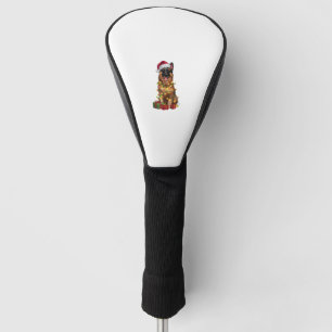 Xmas Lighting Santa Hat Belgian Tervuren Dog Chris Golf Head Cover