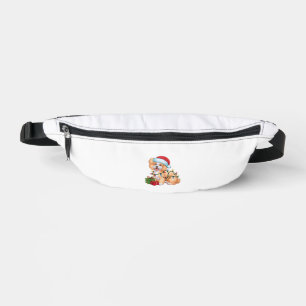 Xmas Lighting Santa Hat Bichon Frise Dog Christmas Bum Bags