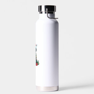 Xmas Lighting Santa Hat Black Golden Retriever Dog Water Bottle