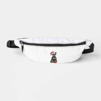Xmas Lighting Santa Hat Black Russian Terrier Dog Bum Bags