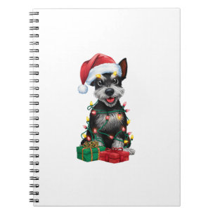 Xmas Lighting Santa Hat Black Russian Terrier Dog Notebook