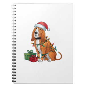 Xmas Lighting Santa Hat Bloodhound Dog Christmas Notebook