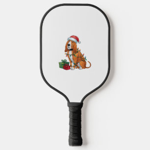 Xmas Lighting Santa Hat Bloodhound Dog Christmas  Pickleball Paddle