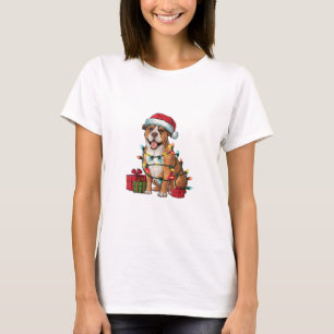 Xmas Lighting Santa Hat Boerboel Dog Christmas T-Shirt