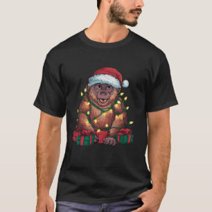 Xmas Lighting Santa Hat Bonobo Christmas T Shirt