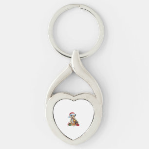Xmas Lighting Santa Hat Border Terrier Dog Christm Key Ring