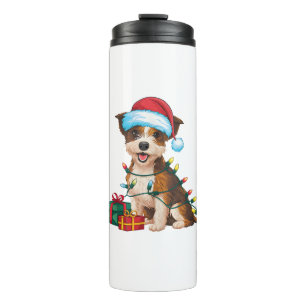 Xmas Lighting Santa Hat Border Terrier Dog Christm Thermal Tumbler