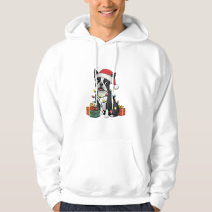 Xmas Lighting Santa Hat Boston Terrier Dog Christm Hoodie