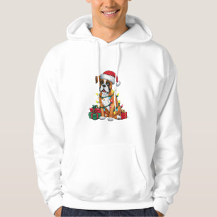 Xmas Lighting Santa Hat Boxer Dog Christmas Hoodie