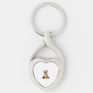 Xmas Lighting Santa Hat Boxer Dog Christmas Key Ring