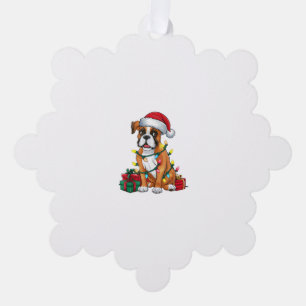 Xmas Lighting Santa Hat Boxer Dog Christmas Tree Decoration Card
