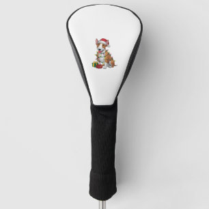 Xmas Lighting Santa Hat Bull Terrier Dog Christmas Golf Head Cover