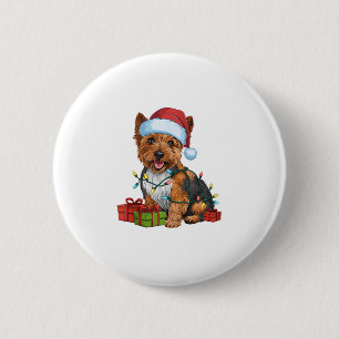 Xmas Lighting Santa Hat Cairn Terrier Dog Christma 6 Cm Round Badge